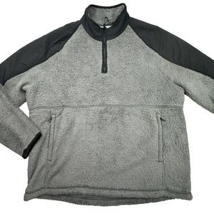 Outerknown Skyline Fleece Sherpa Shirt Jacket Gray Mens Large 1/4 Zip Pullover